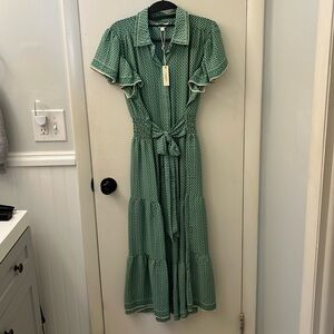 Kelly green and cream dress NWT